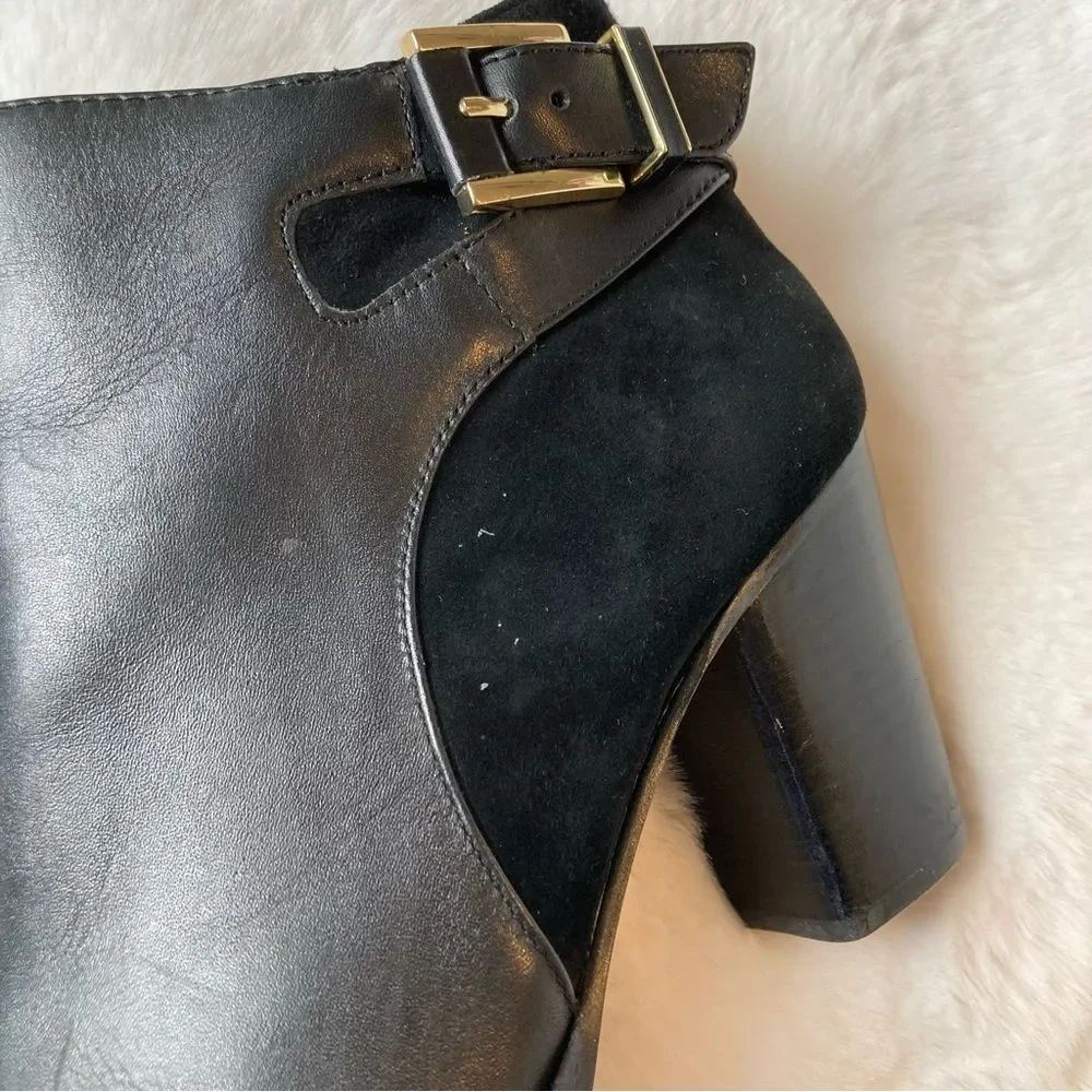 Louise et Cie Black Heeled Booties Boots Size 7.5 Suede Leather